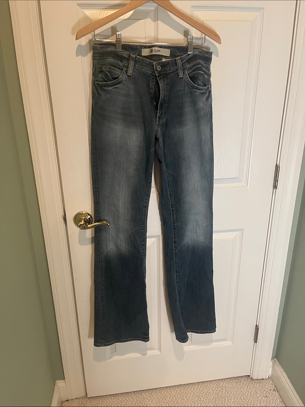 Gap Flare Stretch Jeans In Medium Blue Denim